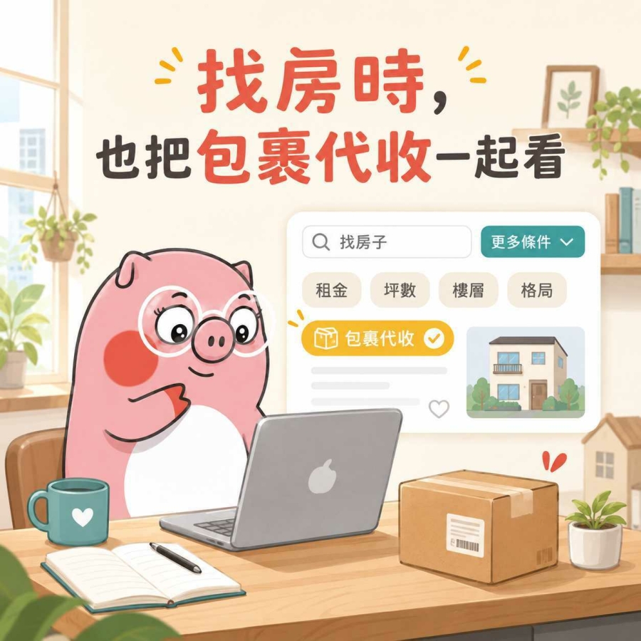 租租通的房源標籤有「包裹代收」，幫你快速篩選房子