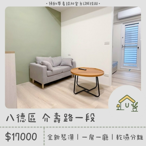 近八德置地生活廣場｜全新裝潢｜一房一廳｜乾濕分離｜獨洗獨曬（第1張）
