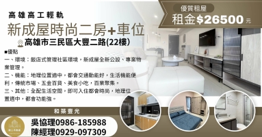 環線輕軌高雄高工站新成屋二房+車位出租ABE001 - Image 16