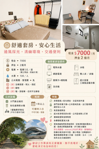彰化高鐵特區北歐樹景套房 獨洗獨曬可拎包入住(社頭、田中、田尾、北斗、二水南來北往交通便利)(第4張)