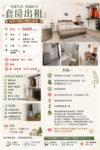 彰化高鐵特區北歐樹景套房 獨洗獨曬可拎包入住(社頭、田中、田尾、北斗、二水南來北往交通便利)(第3張)